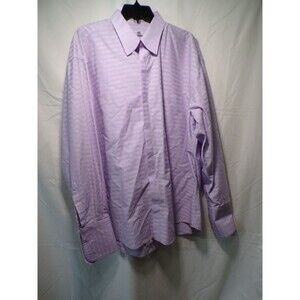 Assante Men's Purple Striped Button-Up Casual Shirt Size 17 Collar